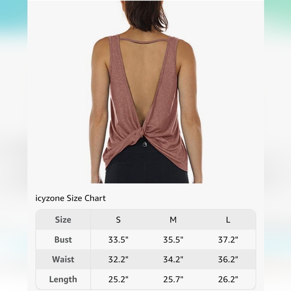 Icyzone Pink Twist Backless Athletic Work Out Tank Top Womens Medium - Picture 7 of 10